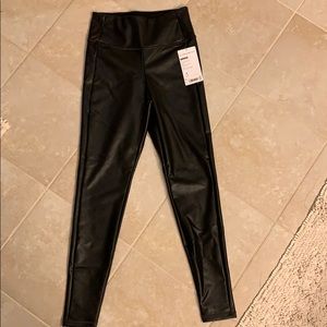 Athleta XS black faux leather leggings, NWT